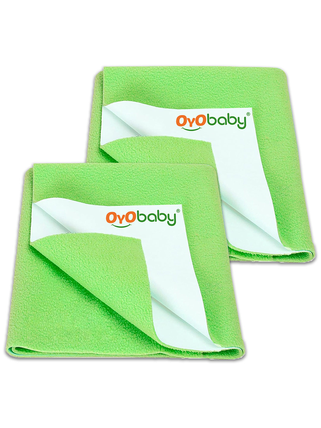 OyO Baby Set of 2 Light Green Waterproof & Baby Dry Sheet Polycotton Mattress Protector
