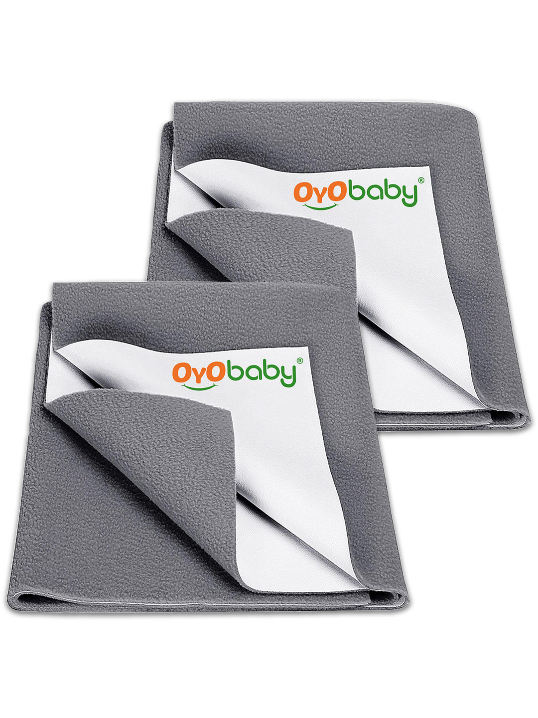 OyO Baby Set of 2 Grey Waterproof & Baby Dry Sheet Polycotton Mattress Protector