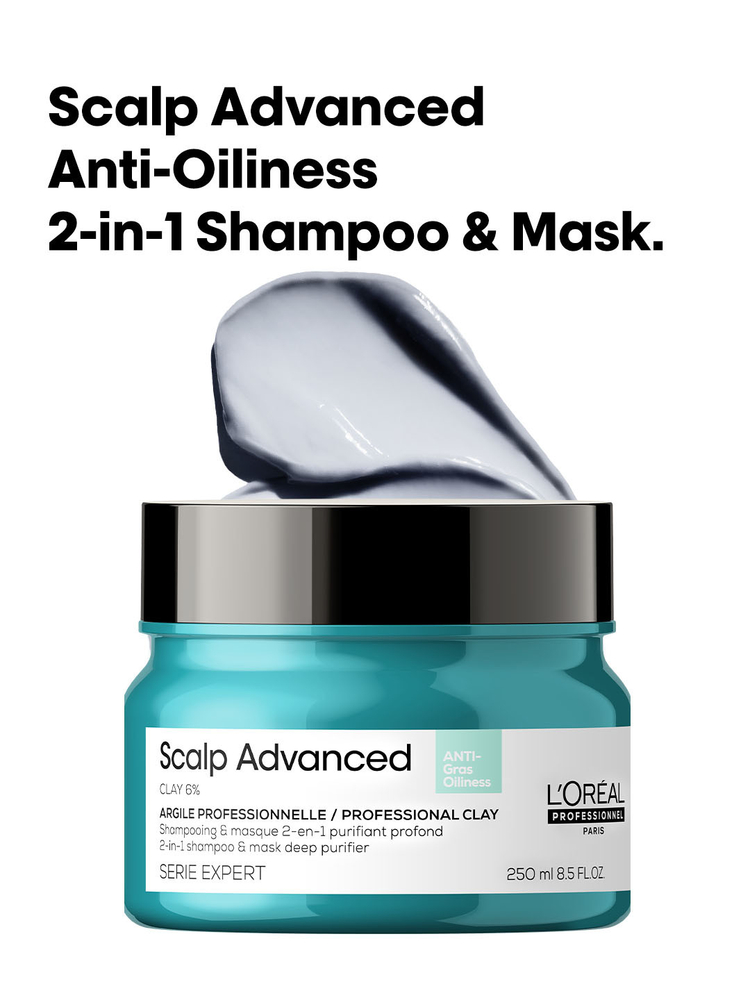 LOreal Professionnel Scalp Advanced Anti-Oiliness 2-In-1 Shampoo & Masque - 250ml