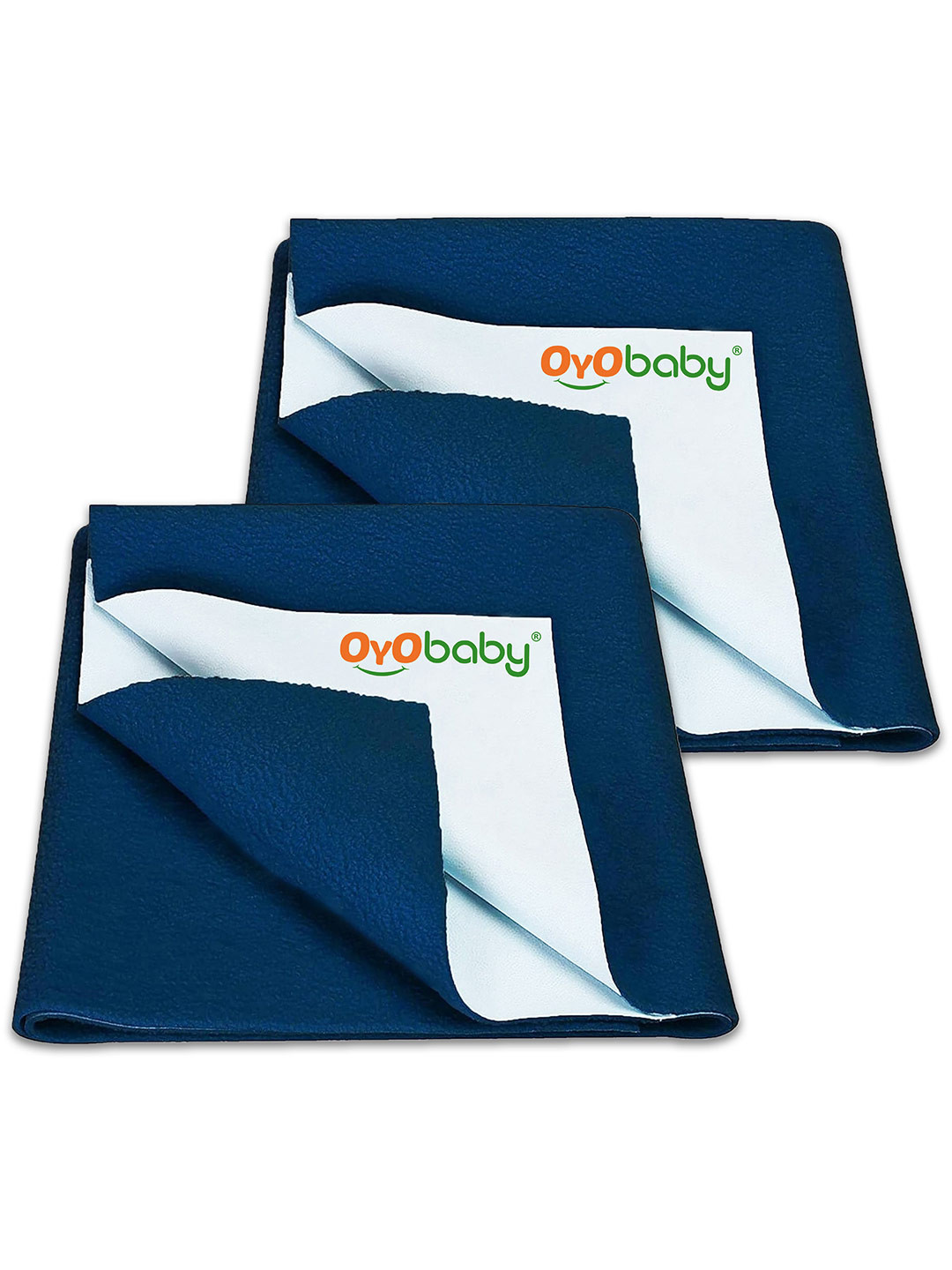 OyO Baby Set of 2 Dark Sea Blue Waterproof & Baby Dry Sheet Polycotton Mattress Protector