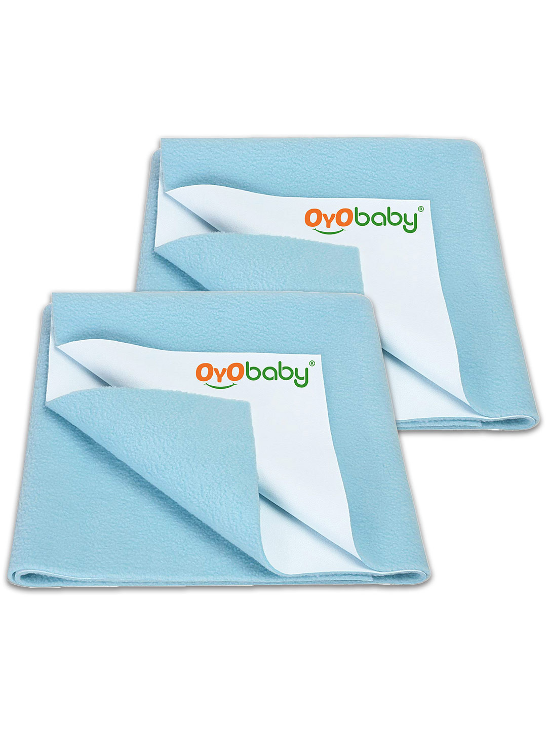 OyO Baby Set of 2 Sea Blue Waterproof & Baby Dry Sheet Polycotton Mattress Protector