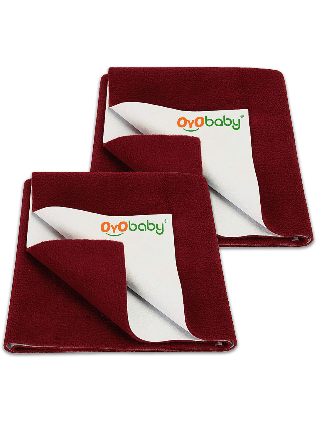 OyO Baby Set of 2 Maroon Waterproof Baby Dry Sheet Polycotton Mattress Protector