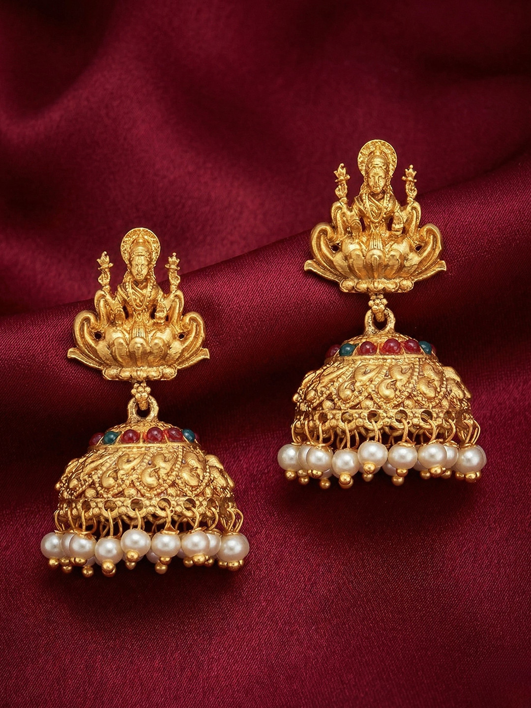 Adwitiya Collection Gold-Toned Dome Shaped Jhumkas
