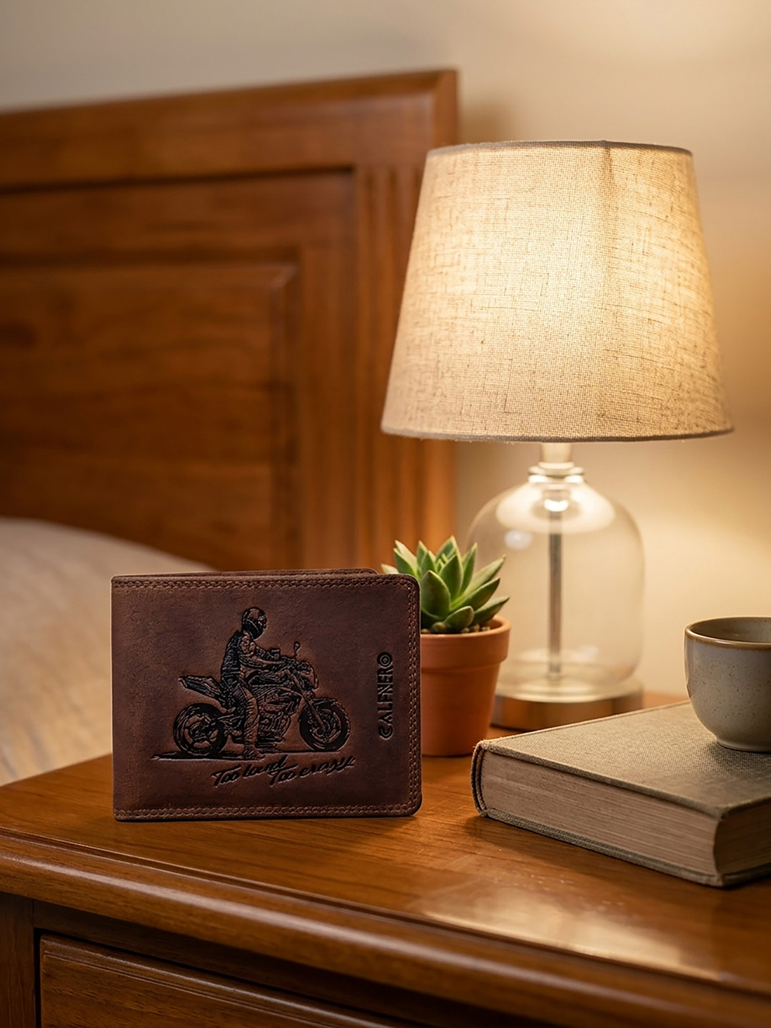 CALFNERO Men Brown Printed Two Fold Leather Wallet