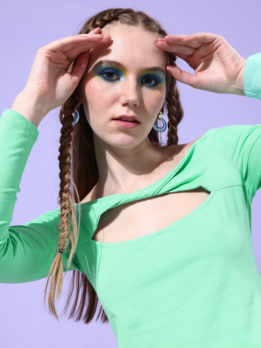 

Mast & Harbour Sea Green Party Lity Cut It Off Crop Top