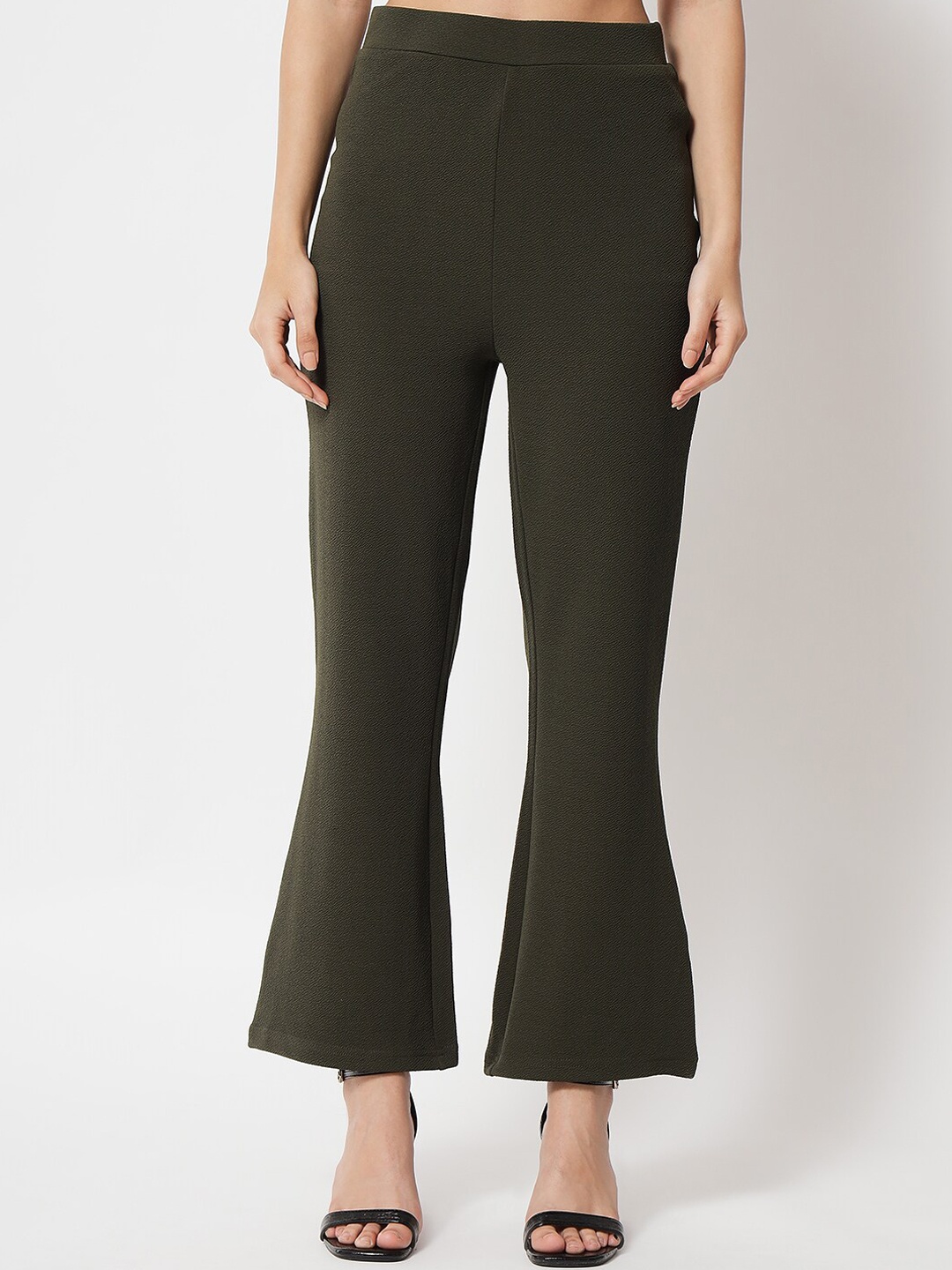 

Trend Arrest Women Green Smart High-Rise Boot Cut Trousers