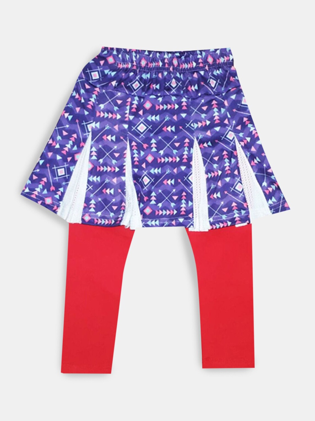 

Hopscotch Girls Blue & Red Printed Pure Cotton Ankle Length Leggings