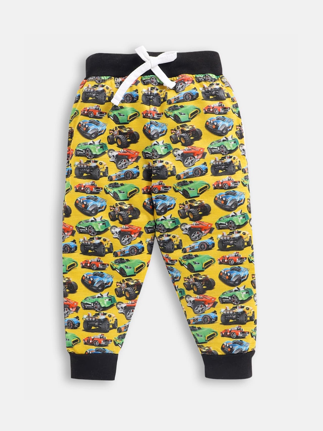 

Hopscotch Boys Yellow Printed Pure Cotton Joggers