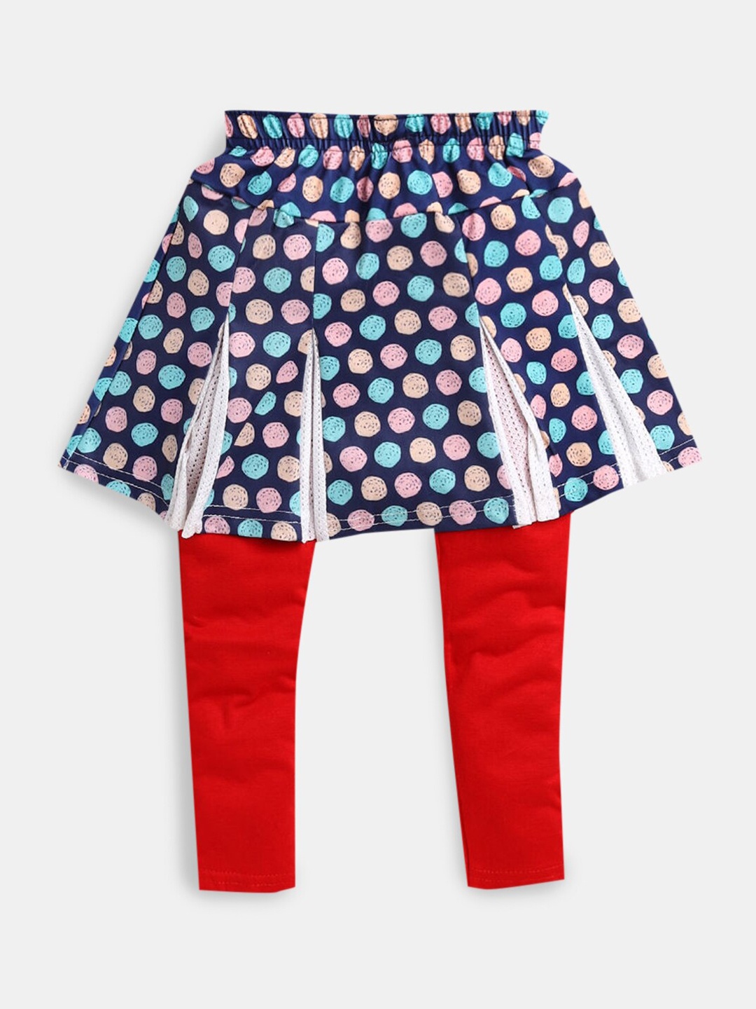 

Hopscotch Girls Blue & Red Dot Printed Skirt Leggings