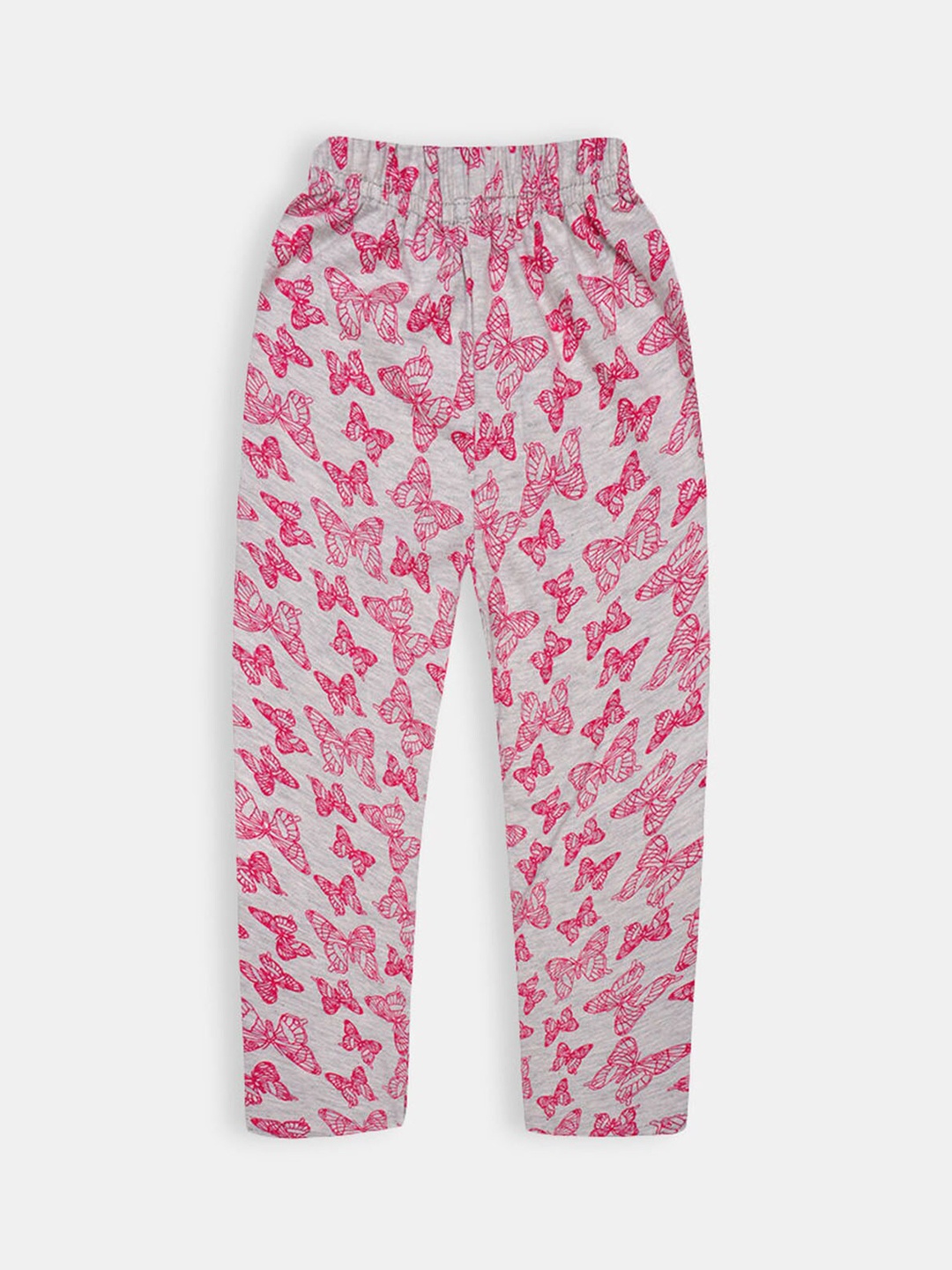 

Hopscotch Girls Grey & Red Printed Ankle-Length Pure Cotton Leggings