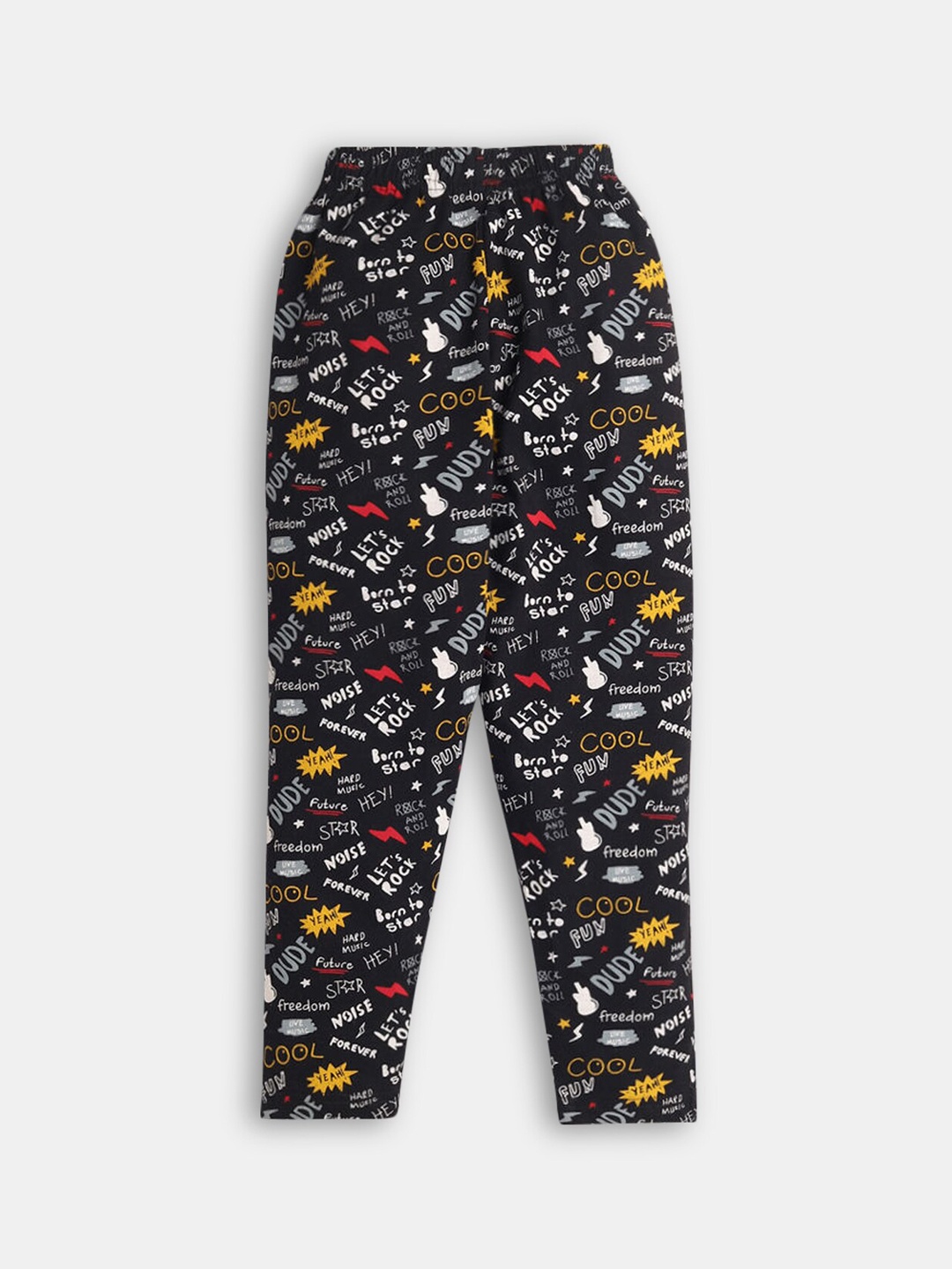 

Hopscotch Boys Black Printed Pure Cotton Ankle-Length Leggings