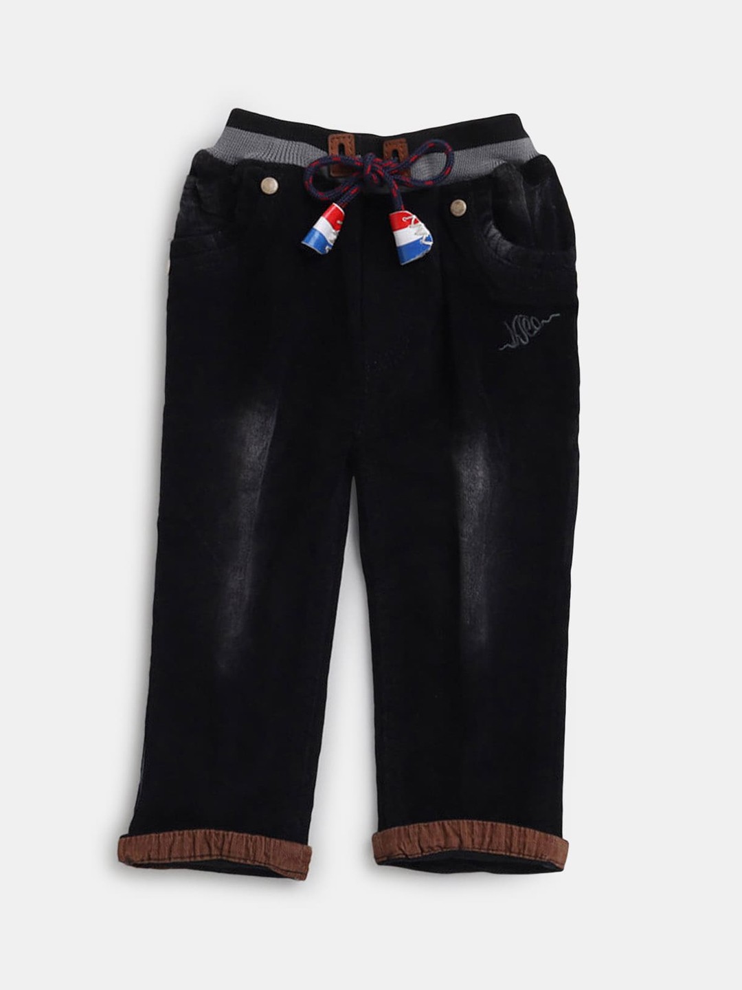 

Hopscotch Boys Black High-Rise Mildly Stretchable Pure Cotton Jeans