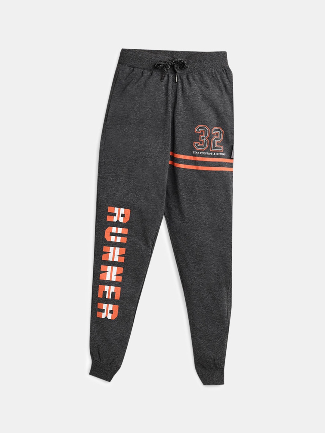 

Hopscotch Boys Grey Graphic Printed Pure Cotton Joggers