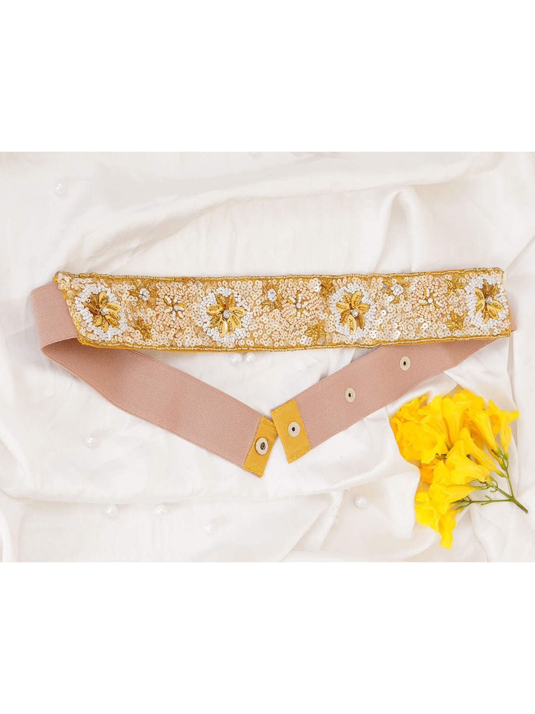 

FABBHUE Women Gold-Toned Pure Cotton Embellished Belt