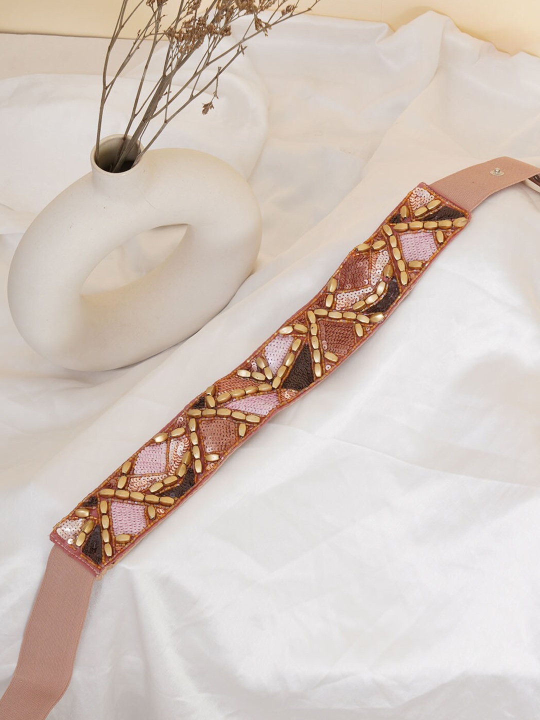 

FABBHUE Women Pink Embellished Belt