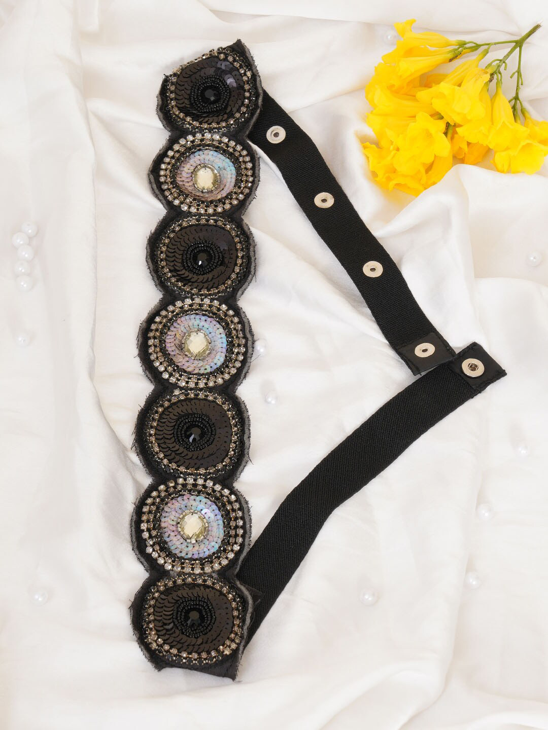 

FABBHUE Women Black Embellished Belt