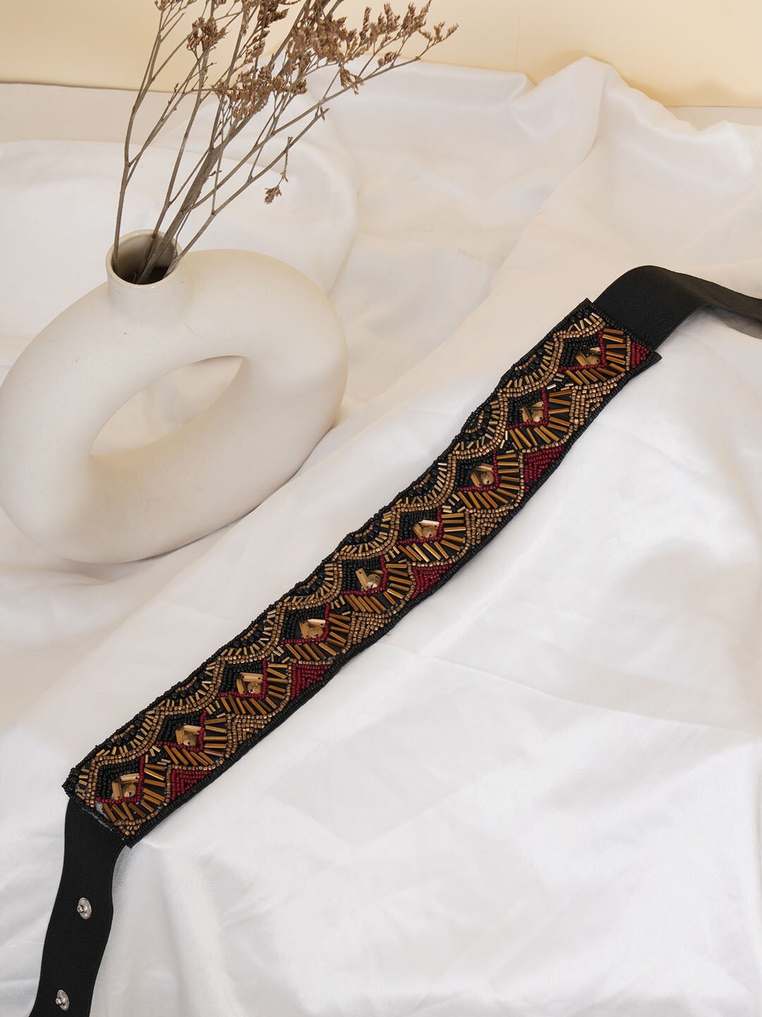 

FABBHUE Women Black & Pink Embellished Belt