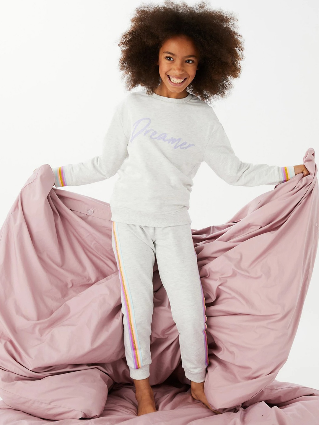 

Marks & Spencer Girls Grey & Brown Printed Night suit
