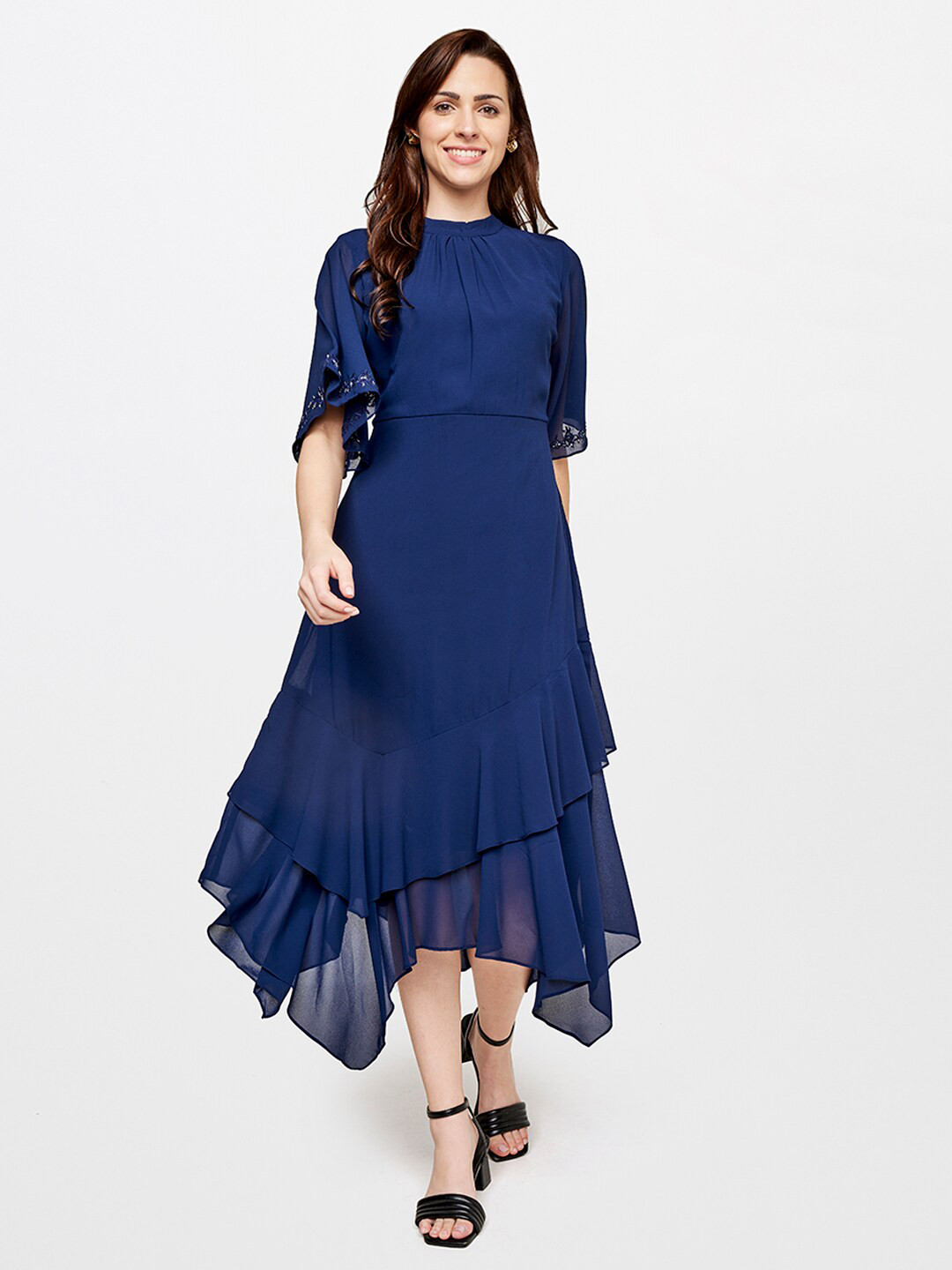 

AND Women Blue A-Line Midi Dress, Navy blue