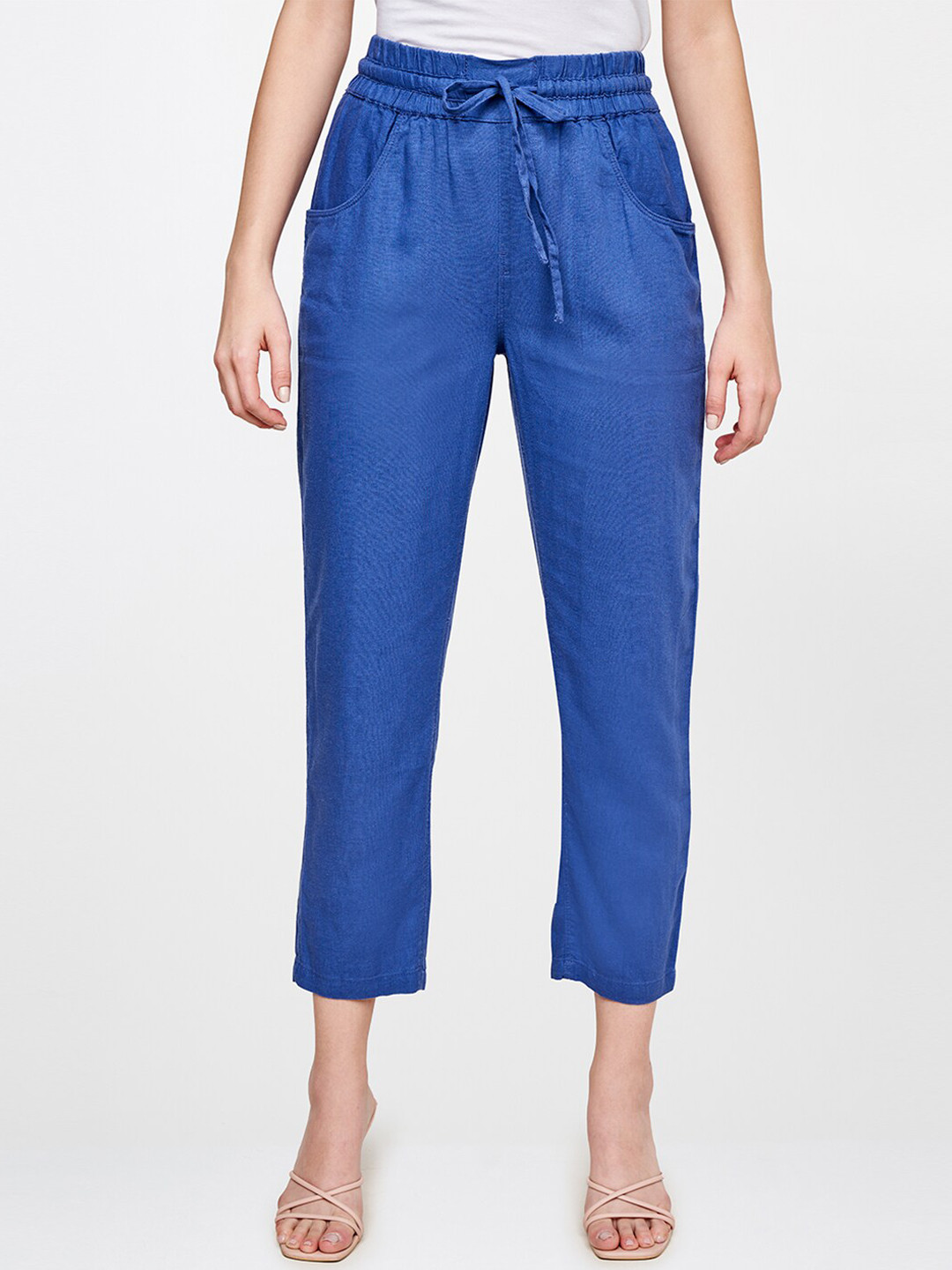 

AND Women Blue Straight Fit Trousers