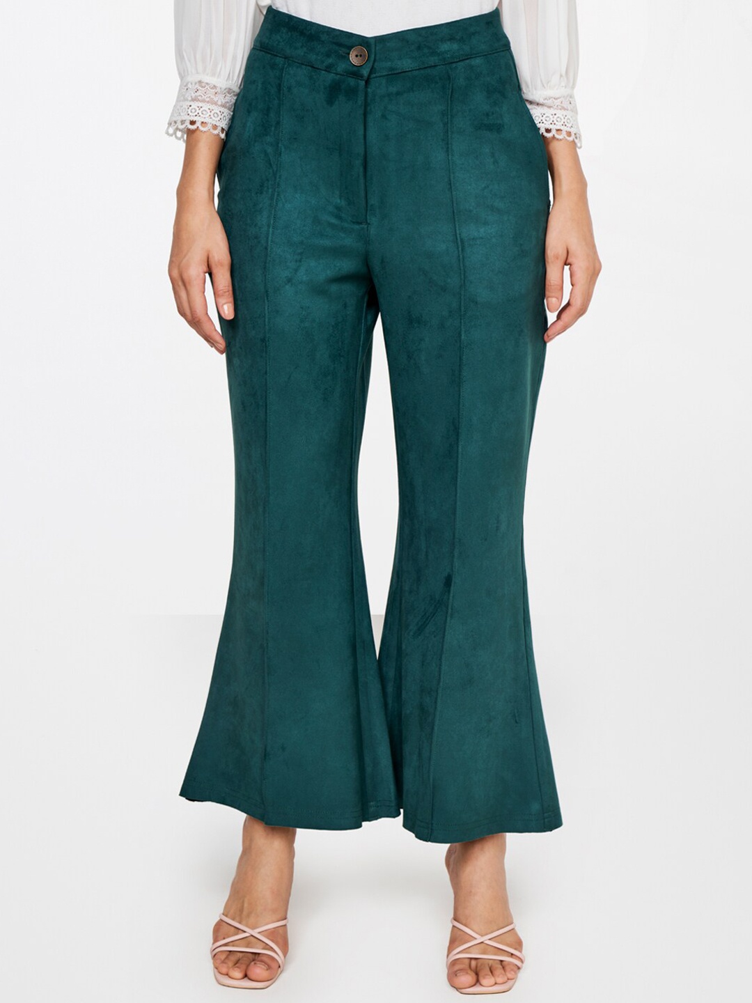 

AND Women Green Flared Trousers