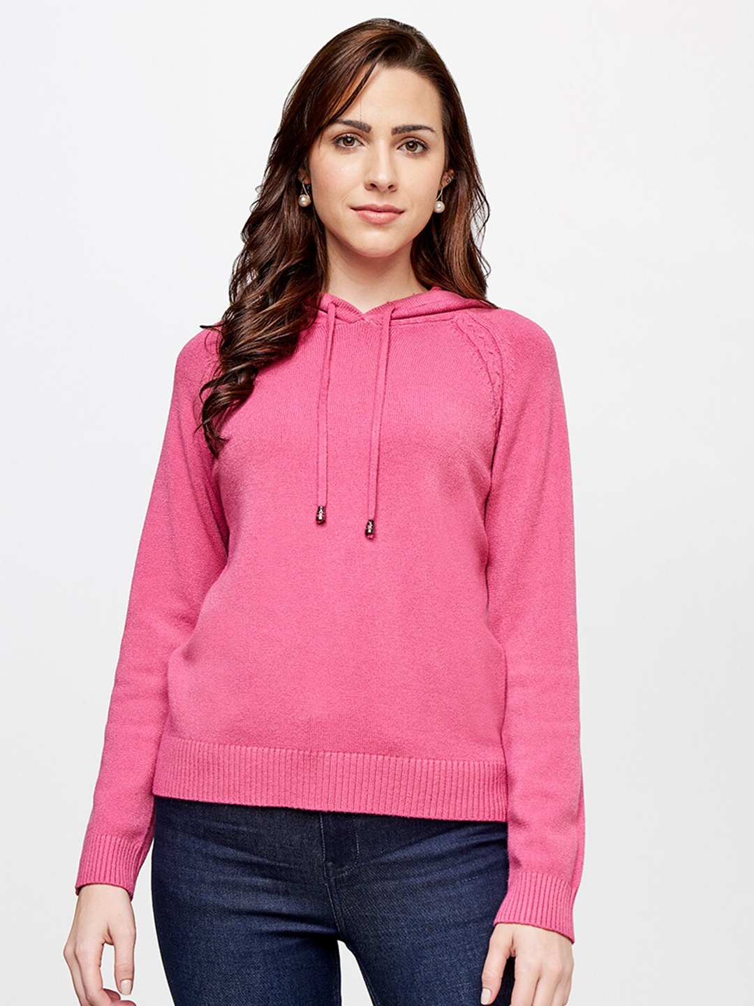 

AND Women Pink Hooded Sweatshirt