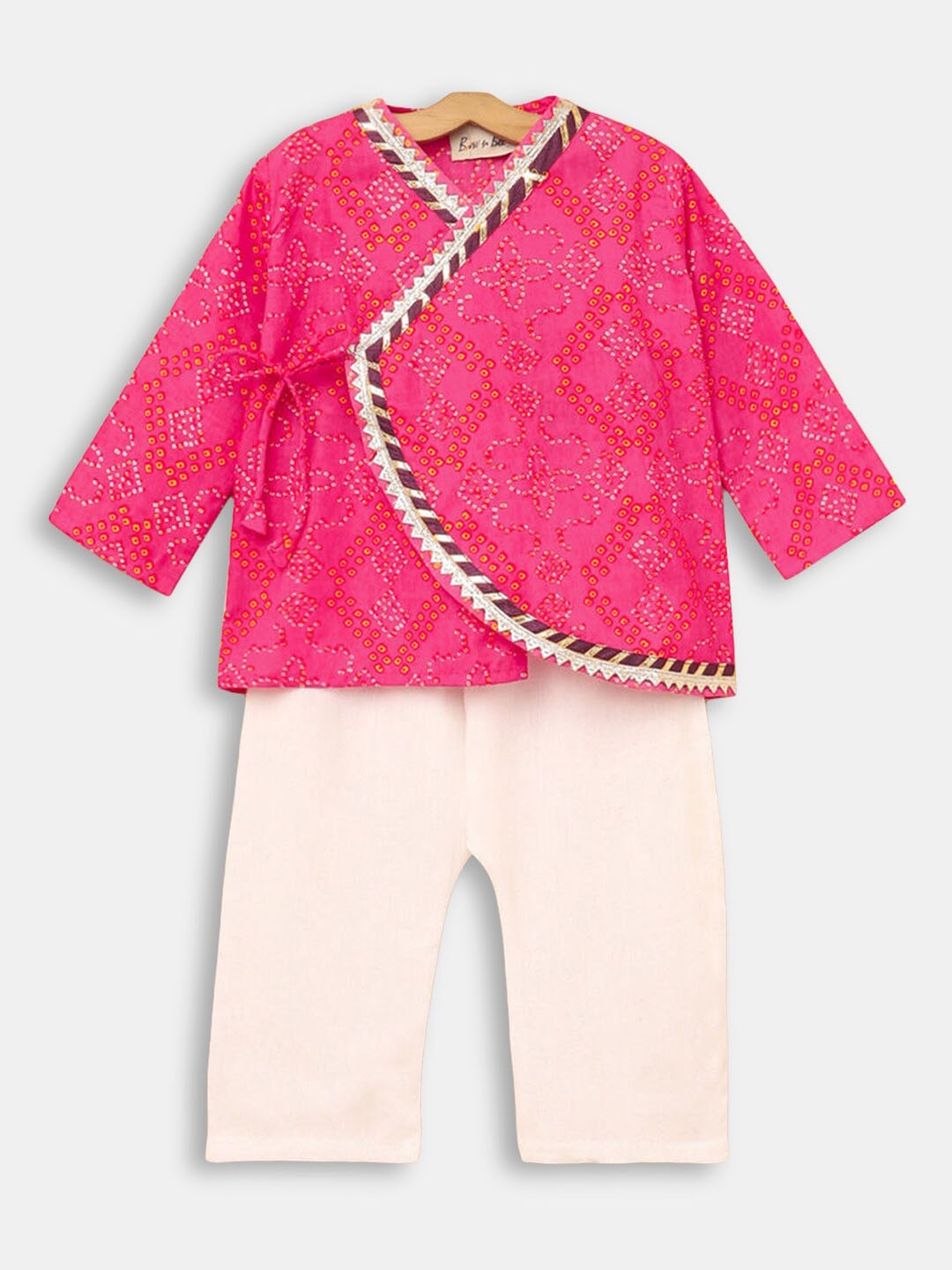 

Hopscotch Boys Pink Ethnic Motifs Printed Pure Cotton Kurta with Pyjamas