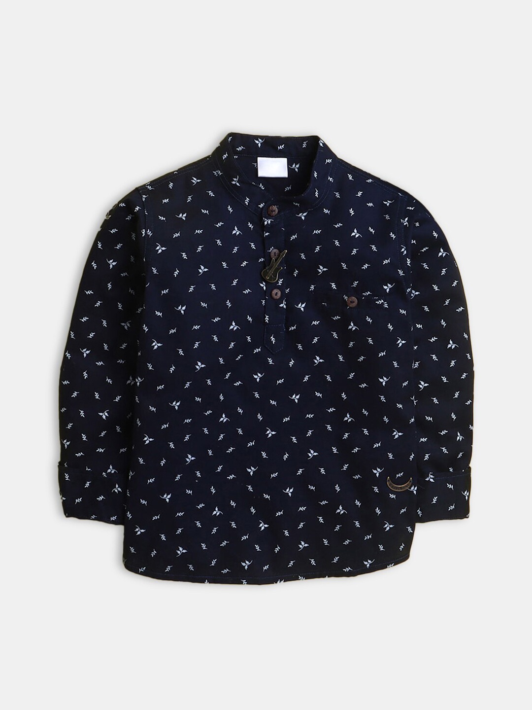 

Hopscotch Boys Navy Blue Geometric Printed Short Kurta