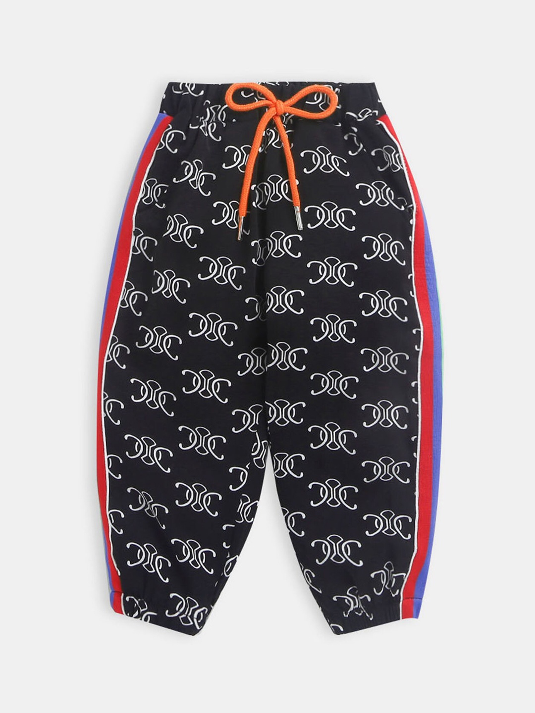 

Hopscotch Boys Black Printed Relaxed Joggers Trousers