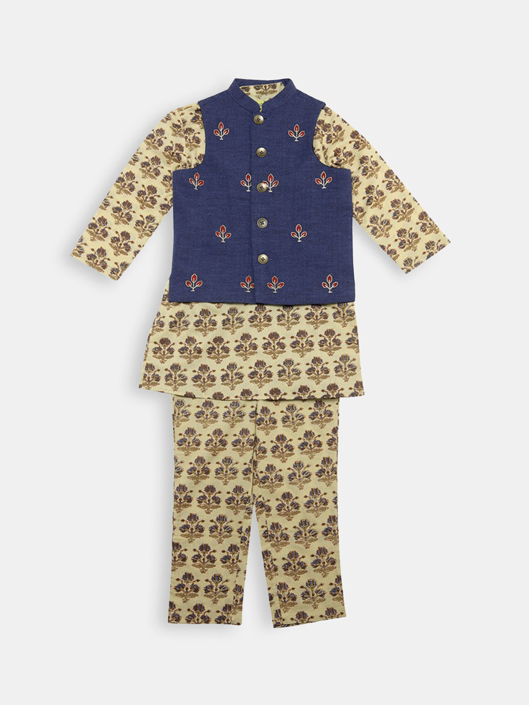 

Hopscotch Boys Blue Ethnic Motifs Printed Kurta with Pyjamas