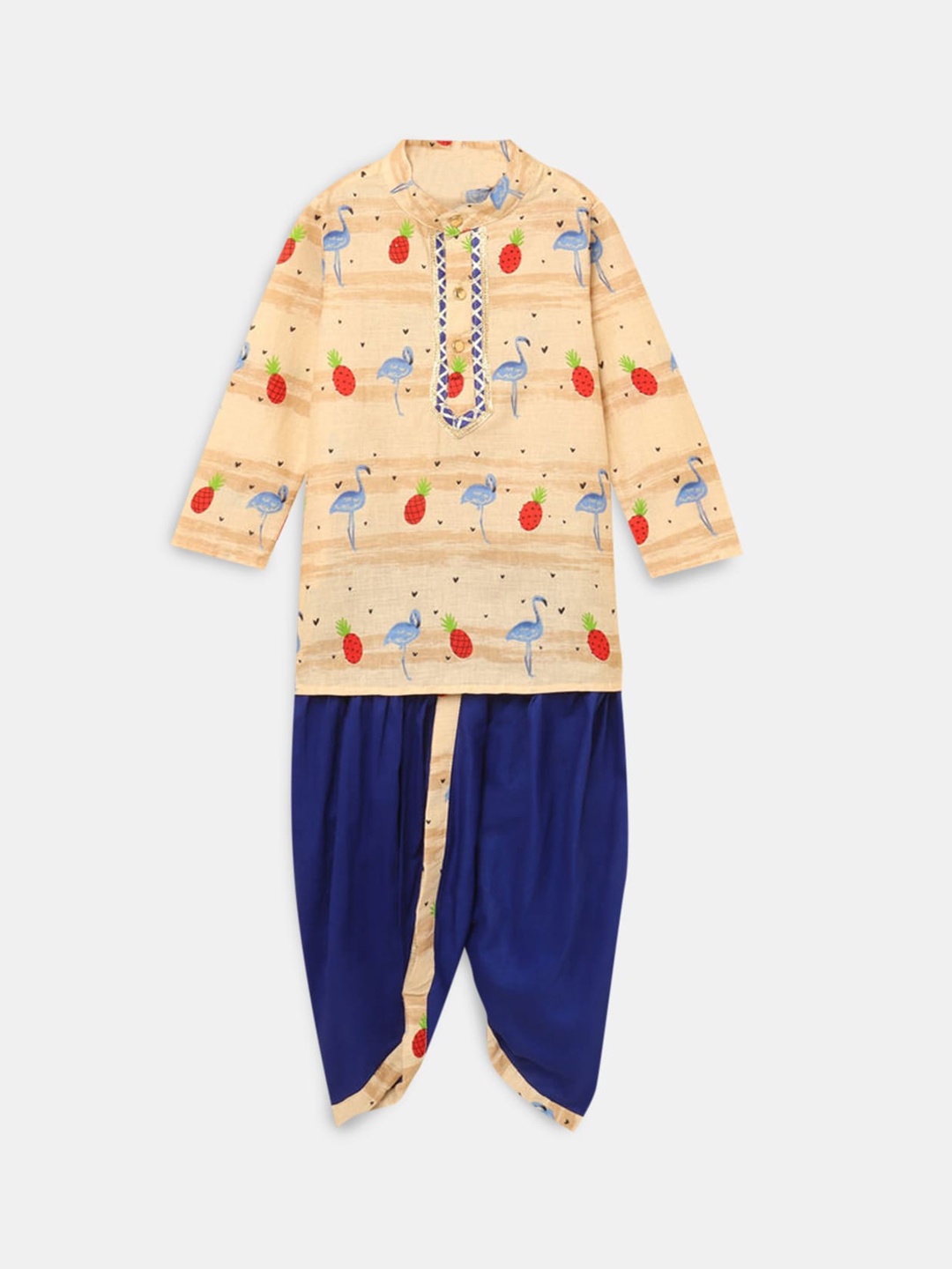

Hopscotch Boys Brown Ethnic Motifs Printed Kurta with Dhoti Pants