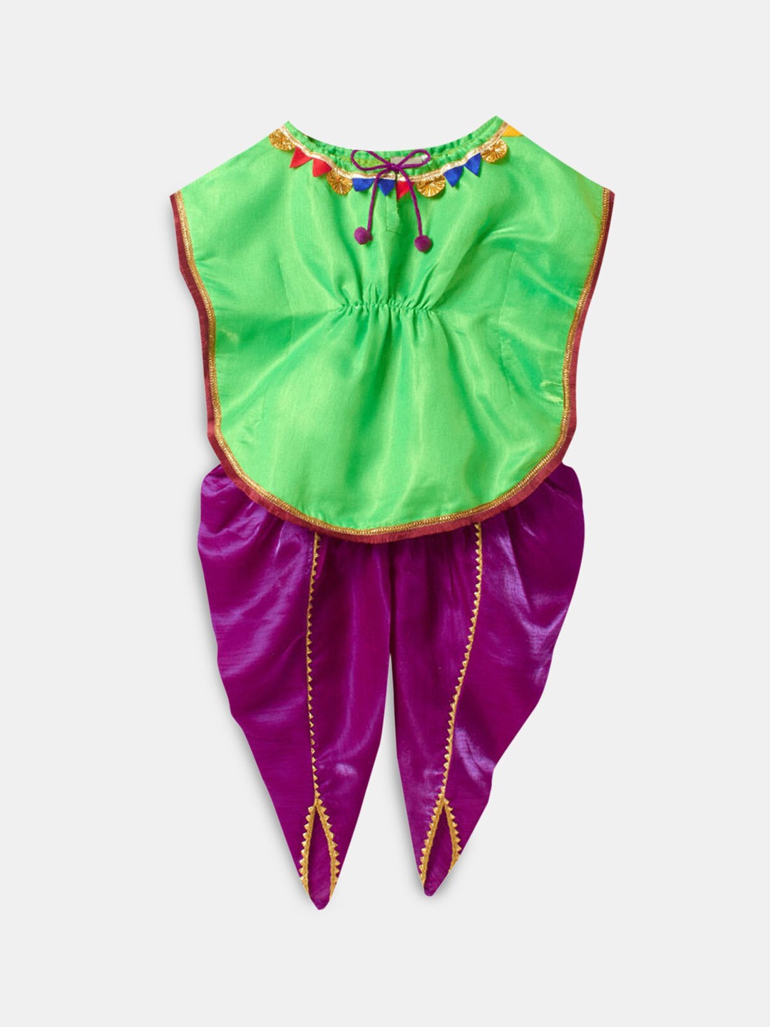 

Hopscotch Girls Green Pure Cotton Kurta with Dhoti Pants