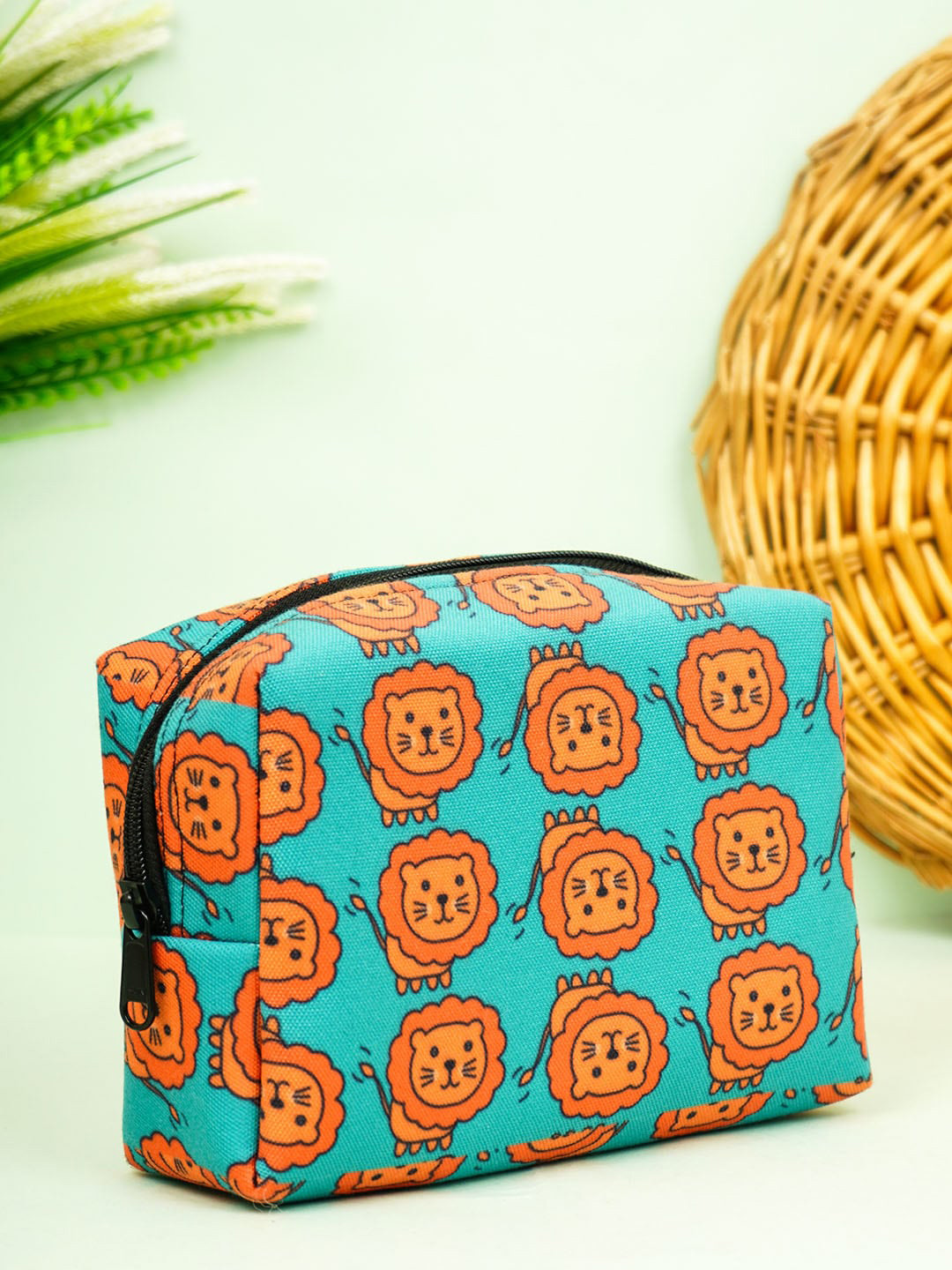 

Crazy Corner Blue & Orange-Coloured Printed Travel Pouch