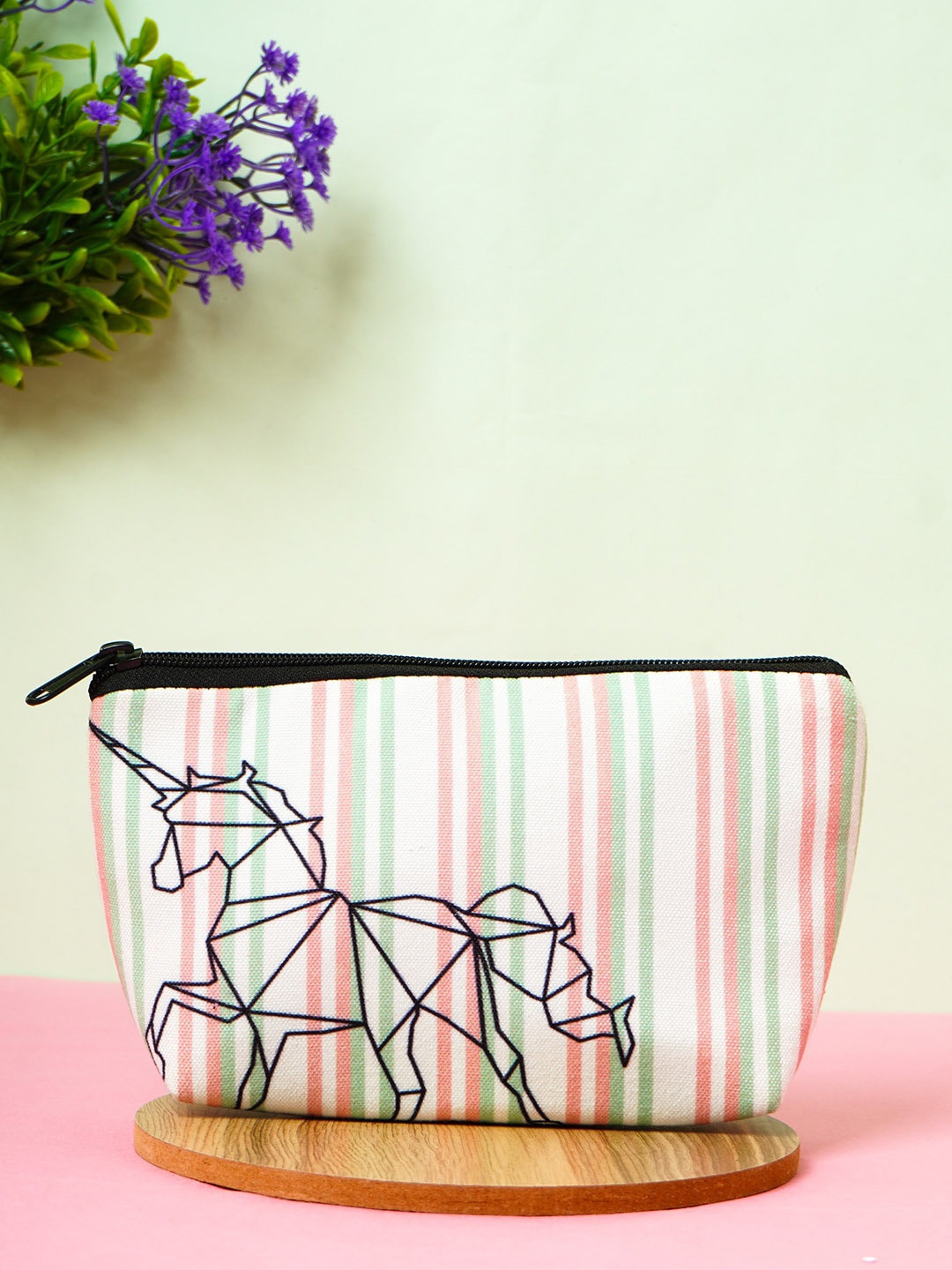 

Crazy Corner White & Pink Horse Printed Makeup Pouch