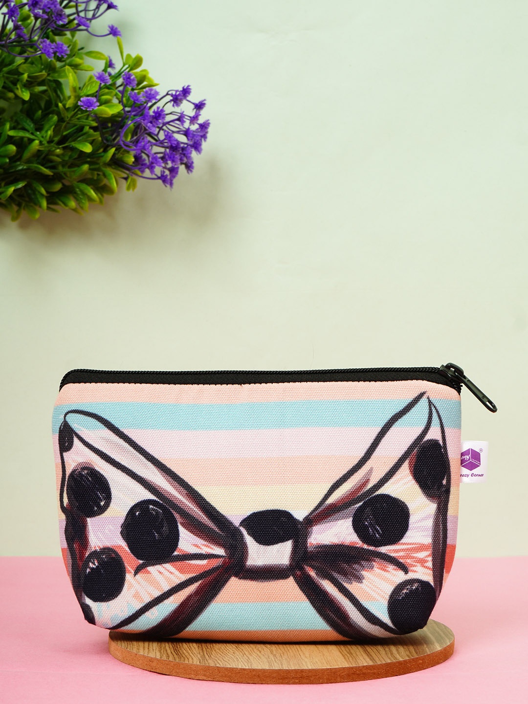 

Crazy Corner Black Bow Printed Makeup Pouch