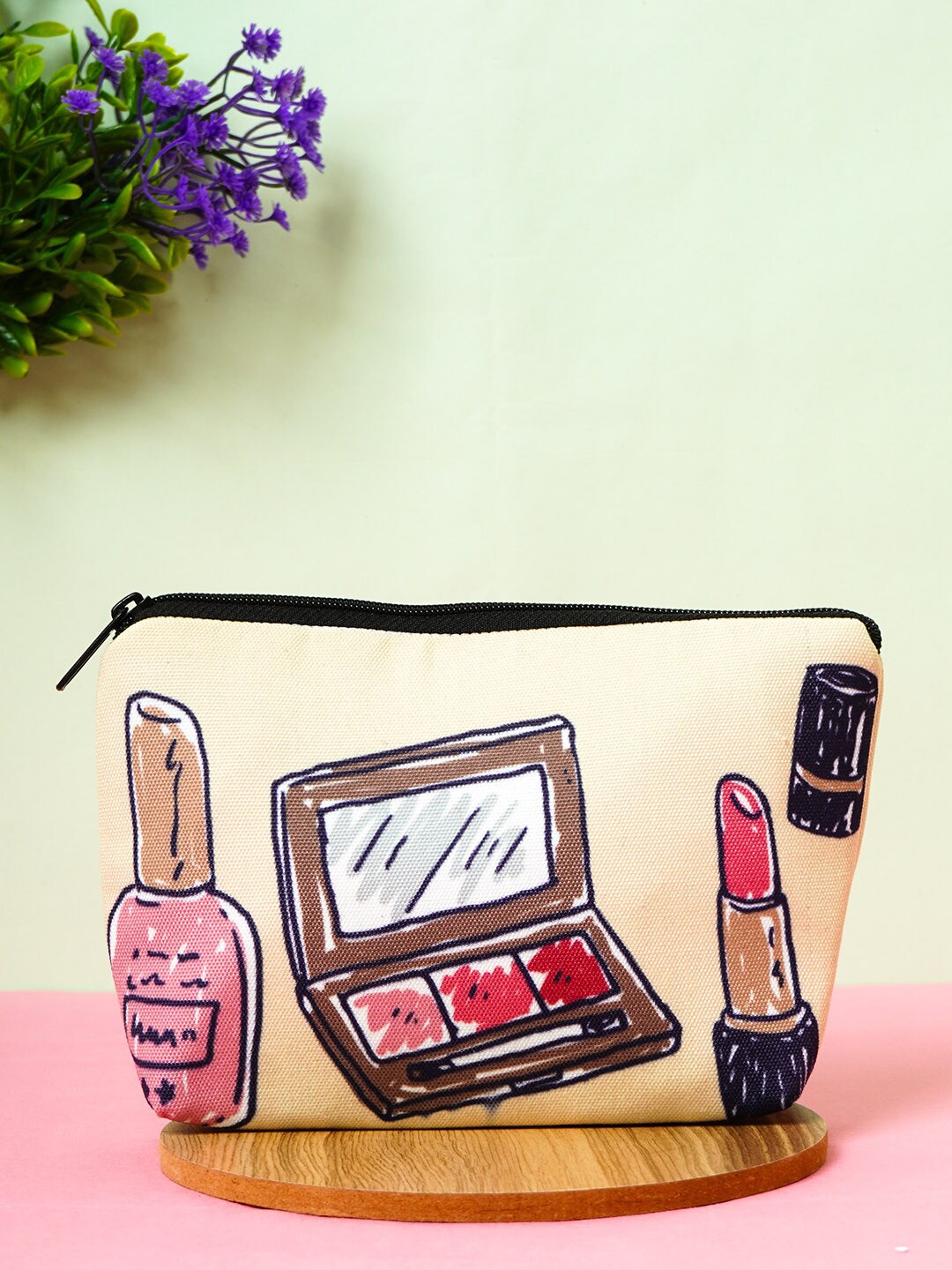 

Crazy Corner Beige Printed Travel Pouch