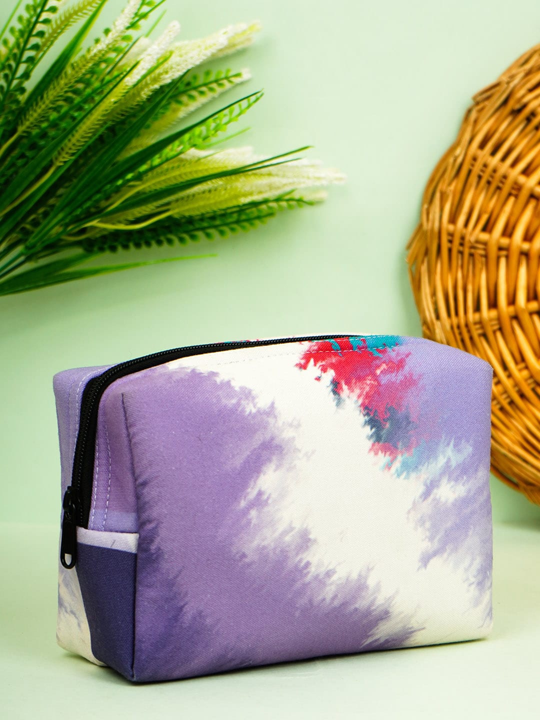 

Crazy Corner Purple & White Printed Makeup Pouch