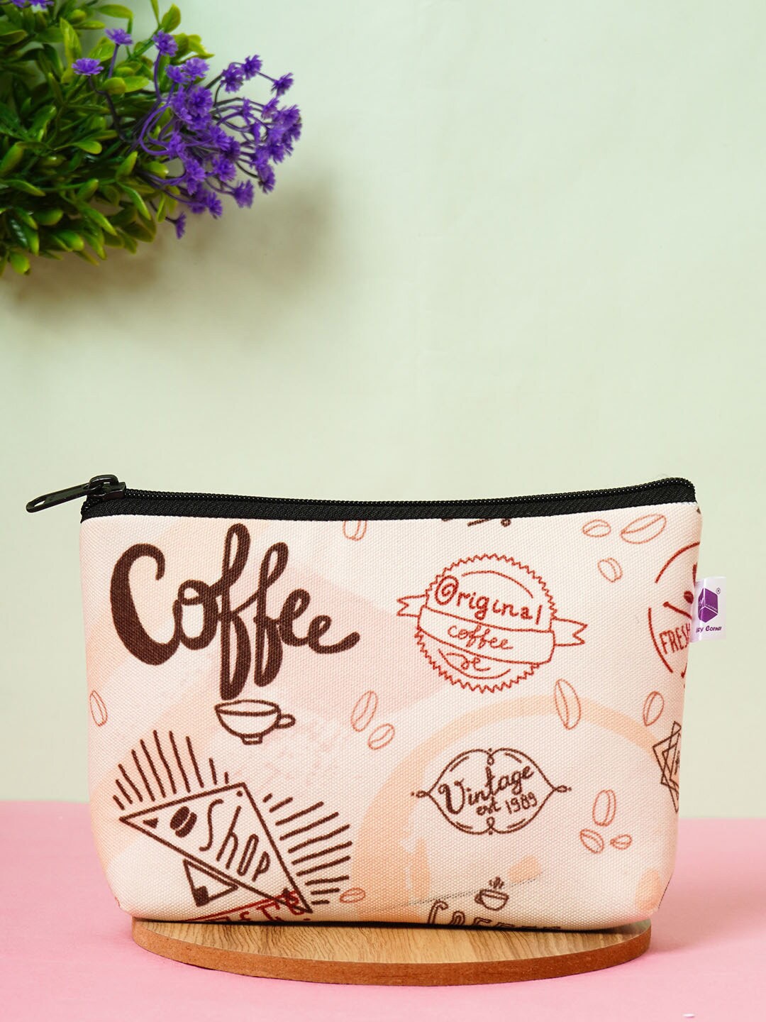 

Crazy Corner Pink Coffee Printed Makeup Pouch