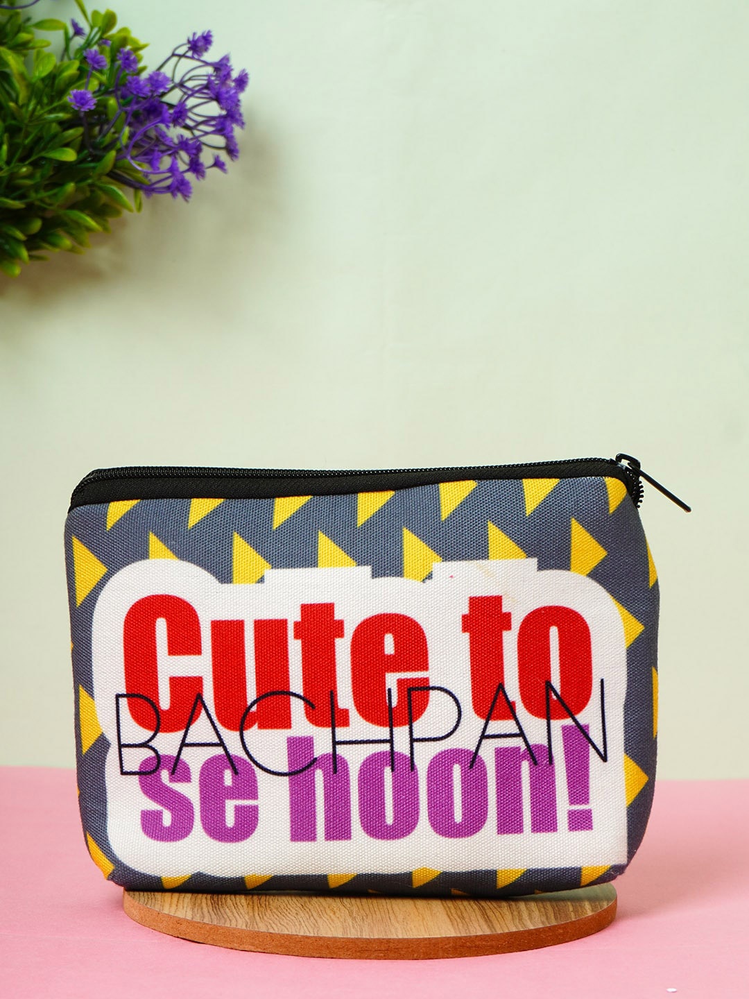 

Crazy Corner White & Blue Printed Makeup Pouch