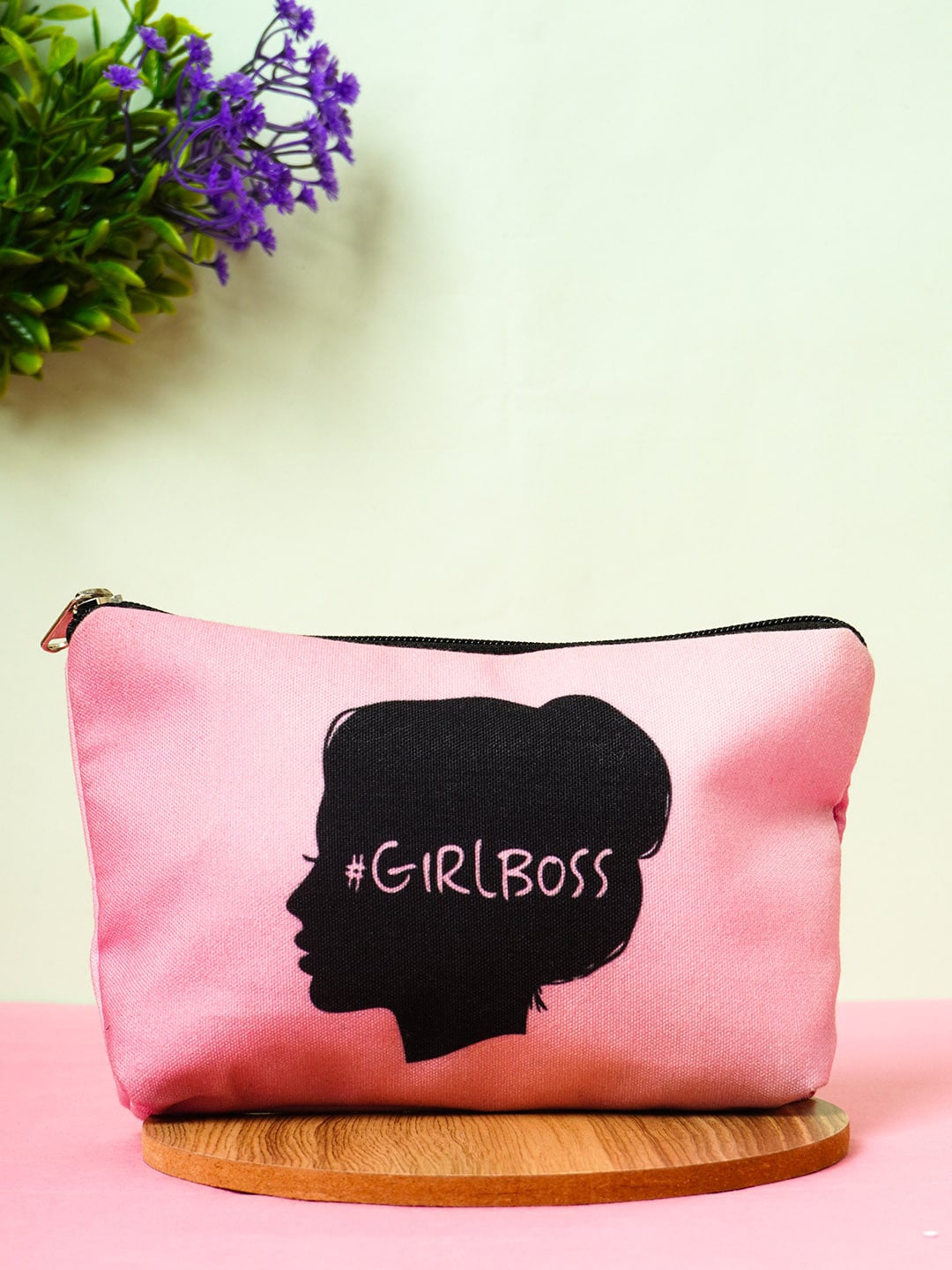 

Crazy Corner Pink & Black Girl Boss Printed Makeup Pouch