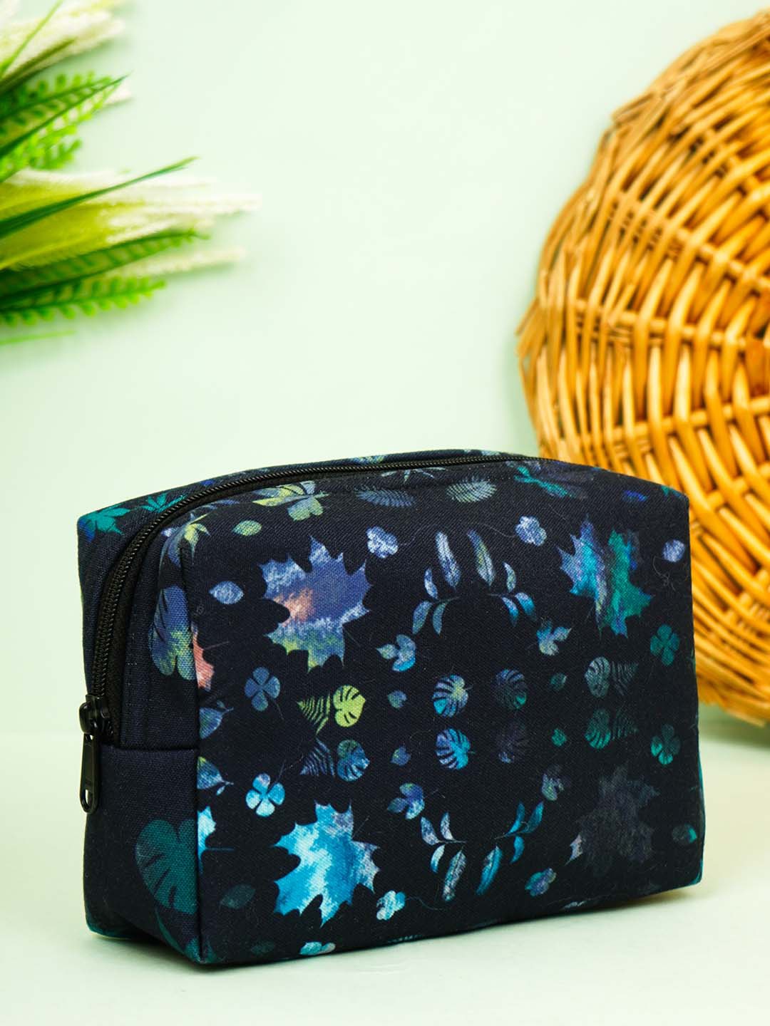 

Crazy Corner Navy blue Printed Makeup Pouch