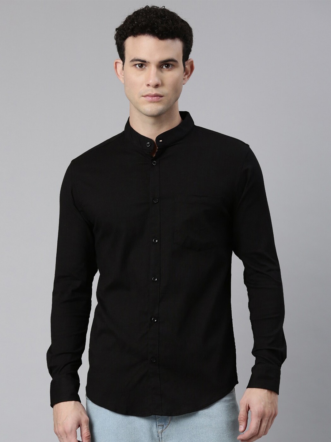 

WHITE HEART Men Black Casual Pure Cotton Shirt