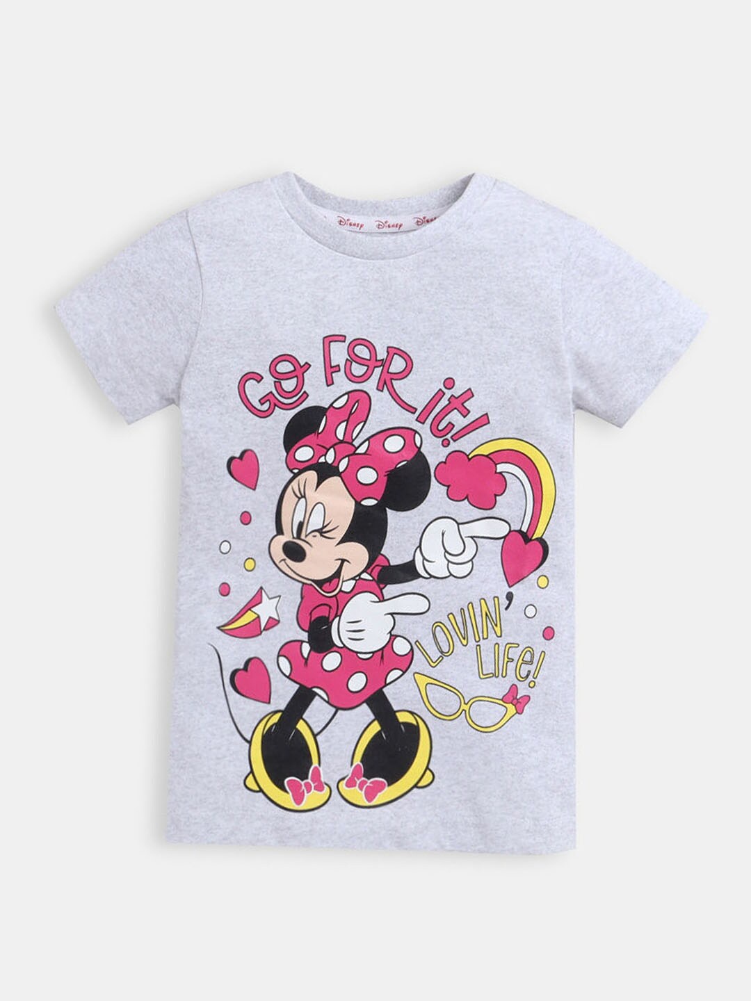

Hopscotch Girls Grey & Pink Minnie Mouse Printed T-shirt