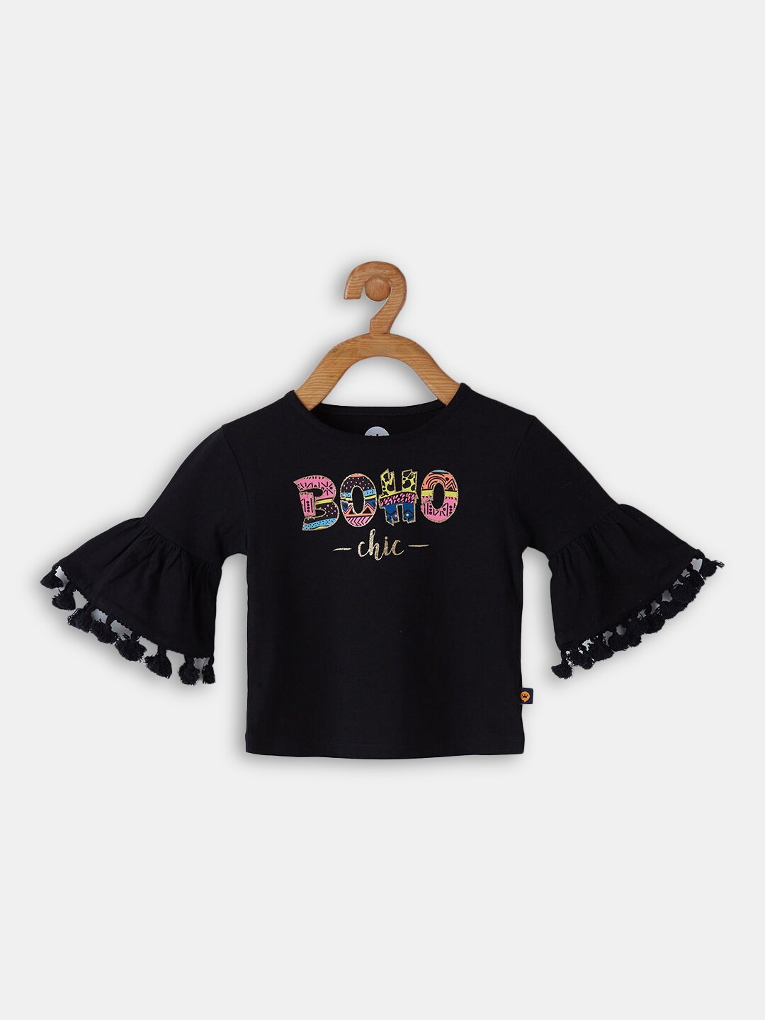 

Hopscotch Girls Black High Neck T-shirt