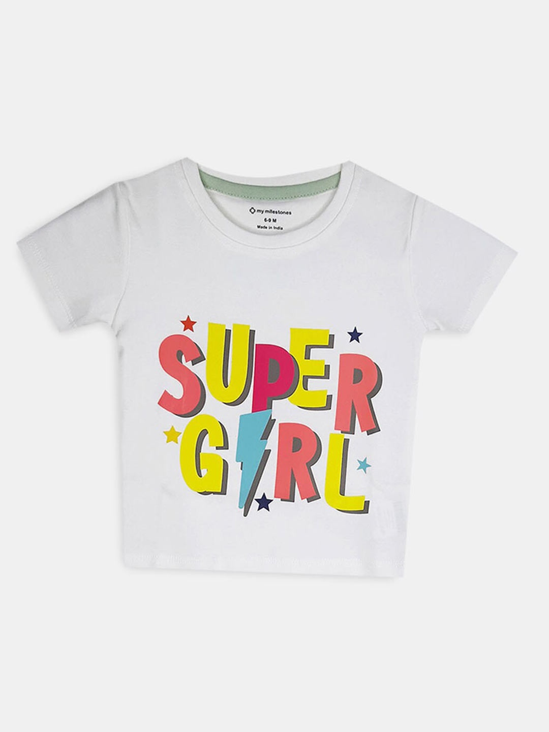 

Hopscotch Girls White Typography Printed Pure Cotton Crop T-shirt