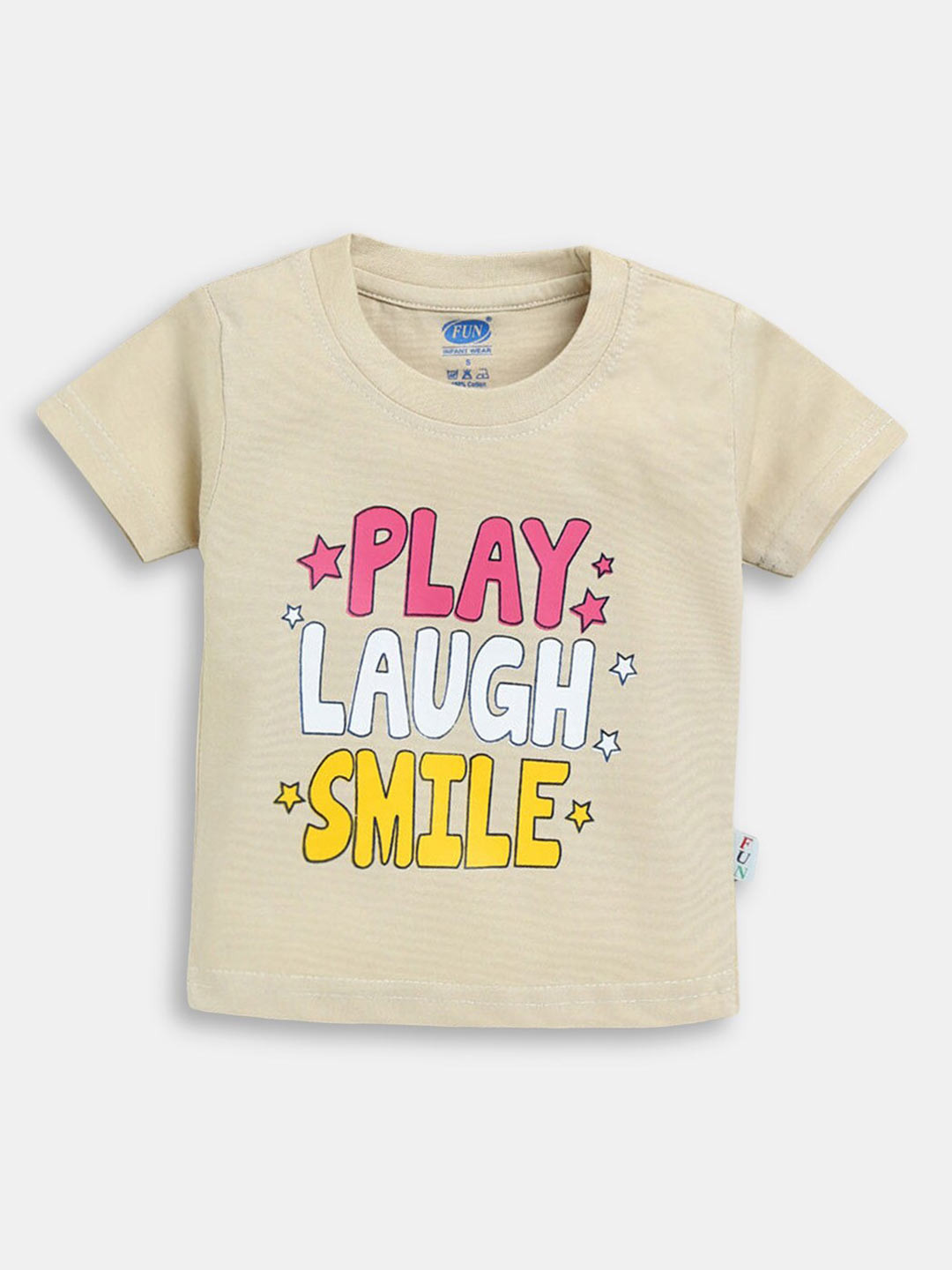 

Hopscotch Boys Beige Printed T-shirt