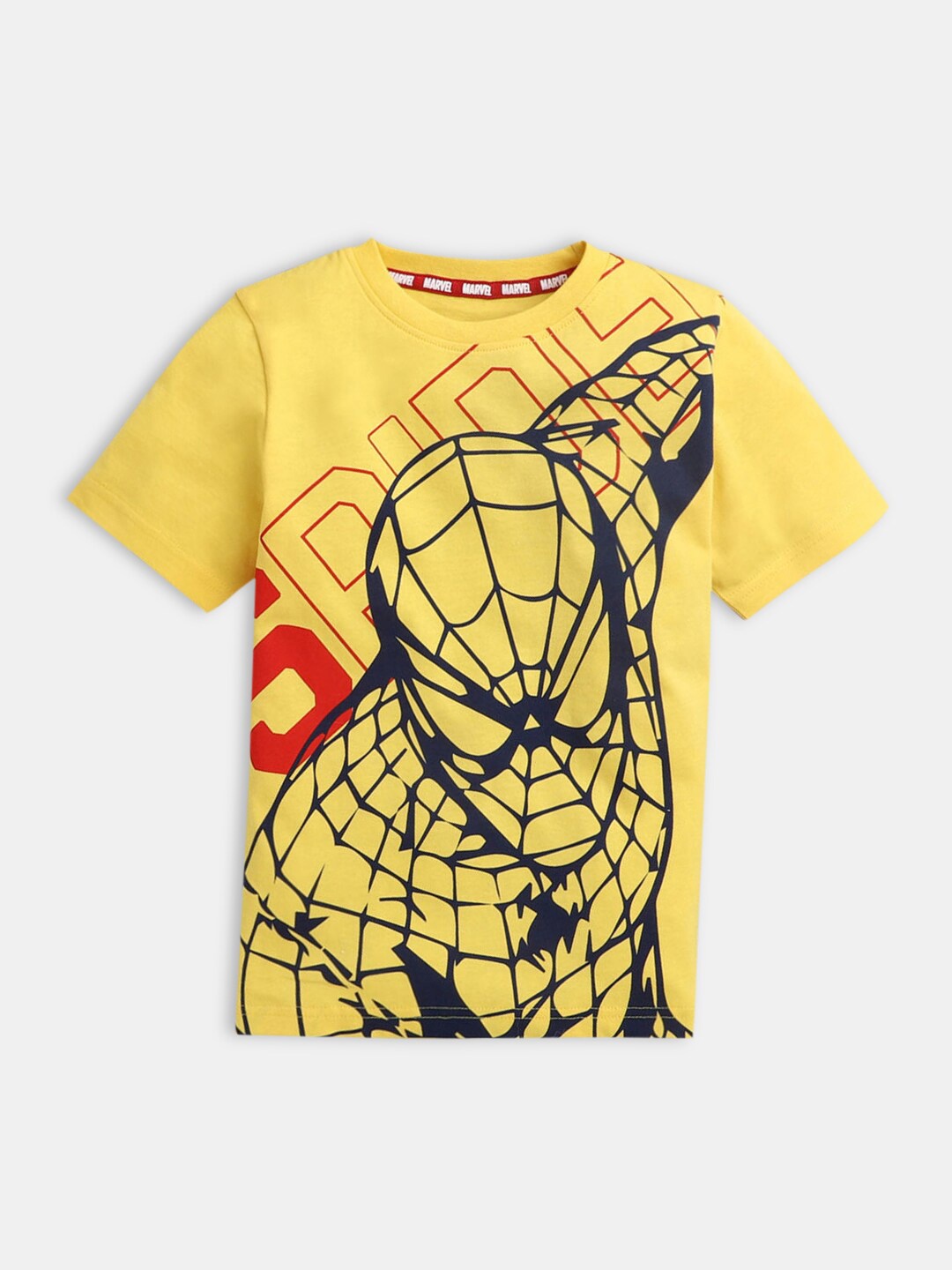 

Hopscotch Boys Yellow Spider-Man Printed Pure Cotton T-shirt