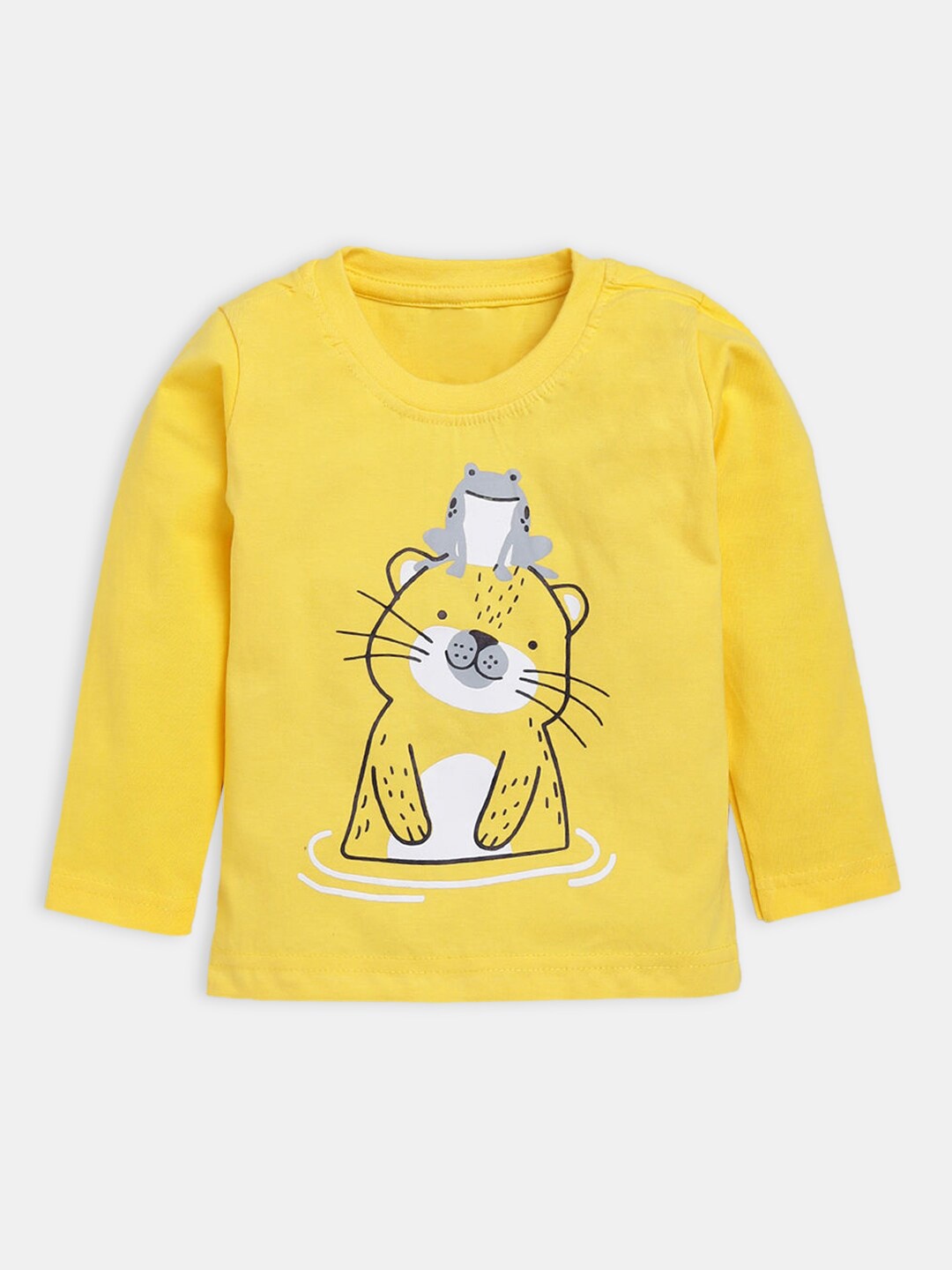 

Hopscotch Boys Yellow Pure Cotton Printed T-shirt