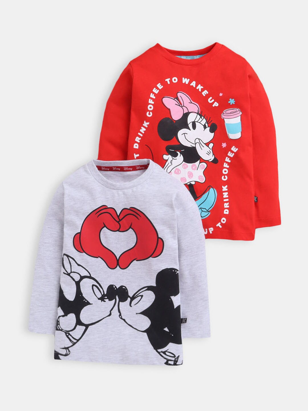 

Hopscotch Girls Pack Of 2 Grey & Red Printed T-shirt