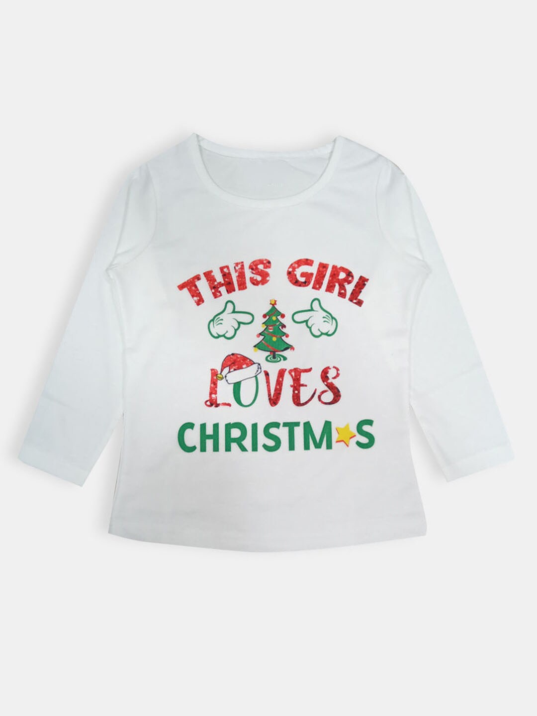 

Hopscotch Girls White Typography Printed T-shirt